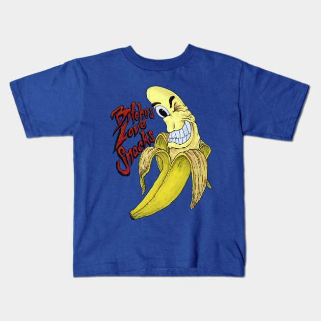 Bitches Love Snacks Kids T-Shirt by ScottBokma